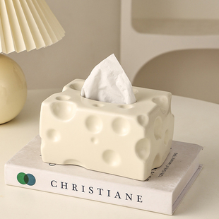 奶酪创意纸巾盒客厅餐巾纸盒纸抽盒轻奢高档桌面陶瓷抽纸盒高级感