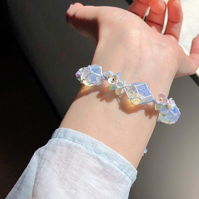 SUIYI 冰雪幻梦 原创设计 梦幻蛋白石Macrame编绳手链 清透感手作