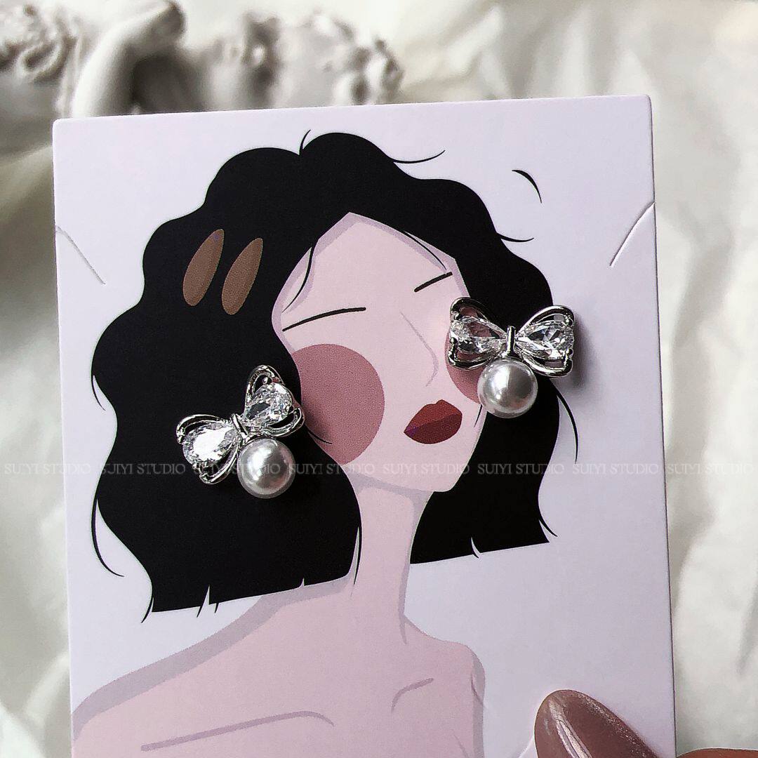 SUIYI 蝴蝶结珍珠耳钉女小众轻奢高级感锆石耳饰甜美精致气质耳环