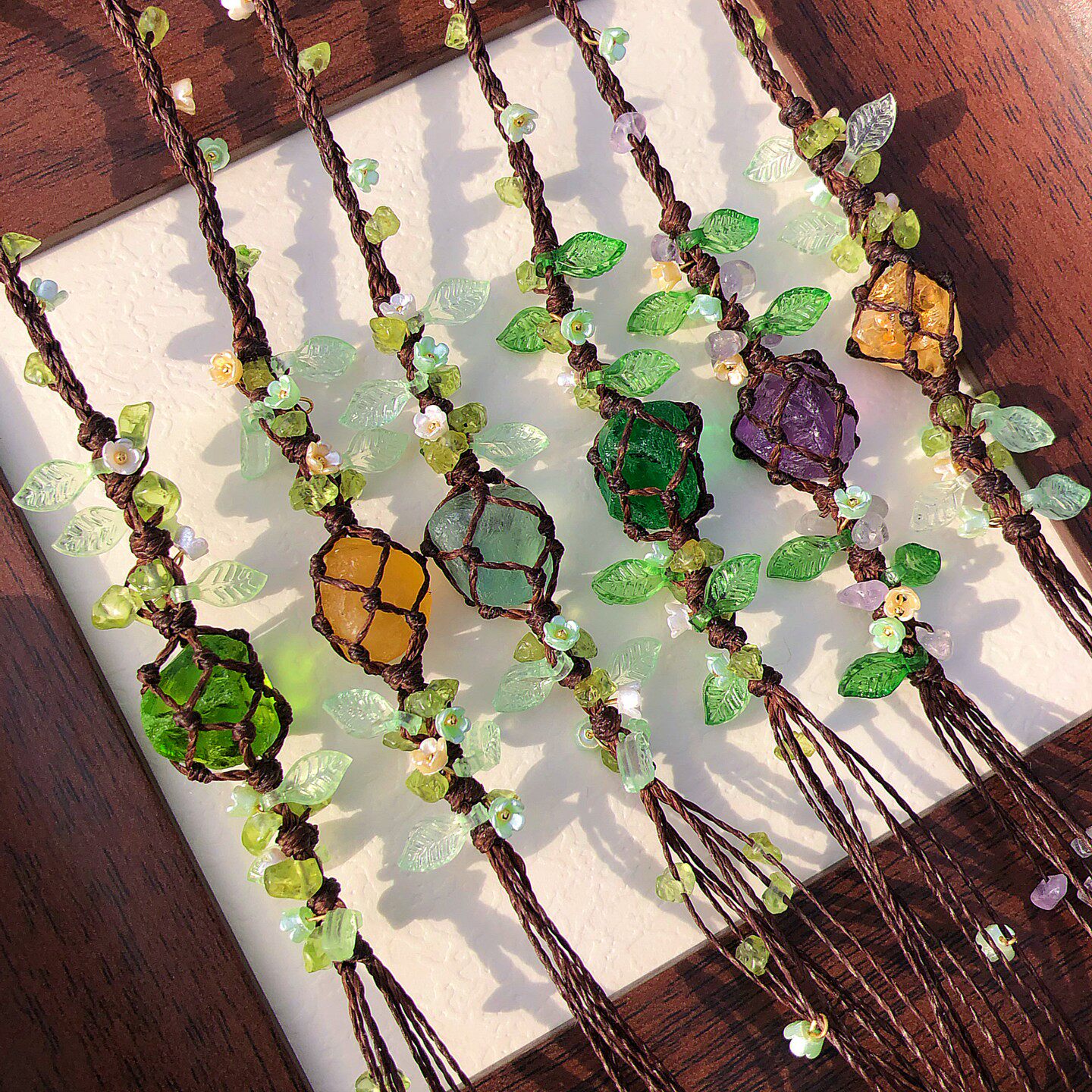 SUIYI 原创设计 森系macrame 手工编织手链 春夏清新显白水晶手绳