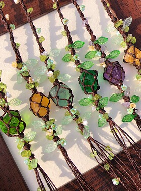 SUIYI 原创设计 森系macrame 手工编织手链 春夏清新显白水晶手绳