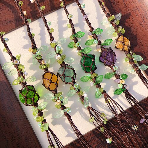 SUIYI 原创设计 森系macrame 手工编织手链 春夏清新显白水晶手绳