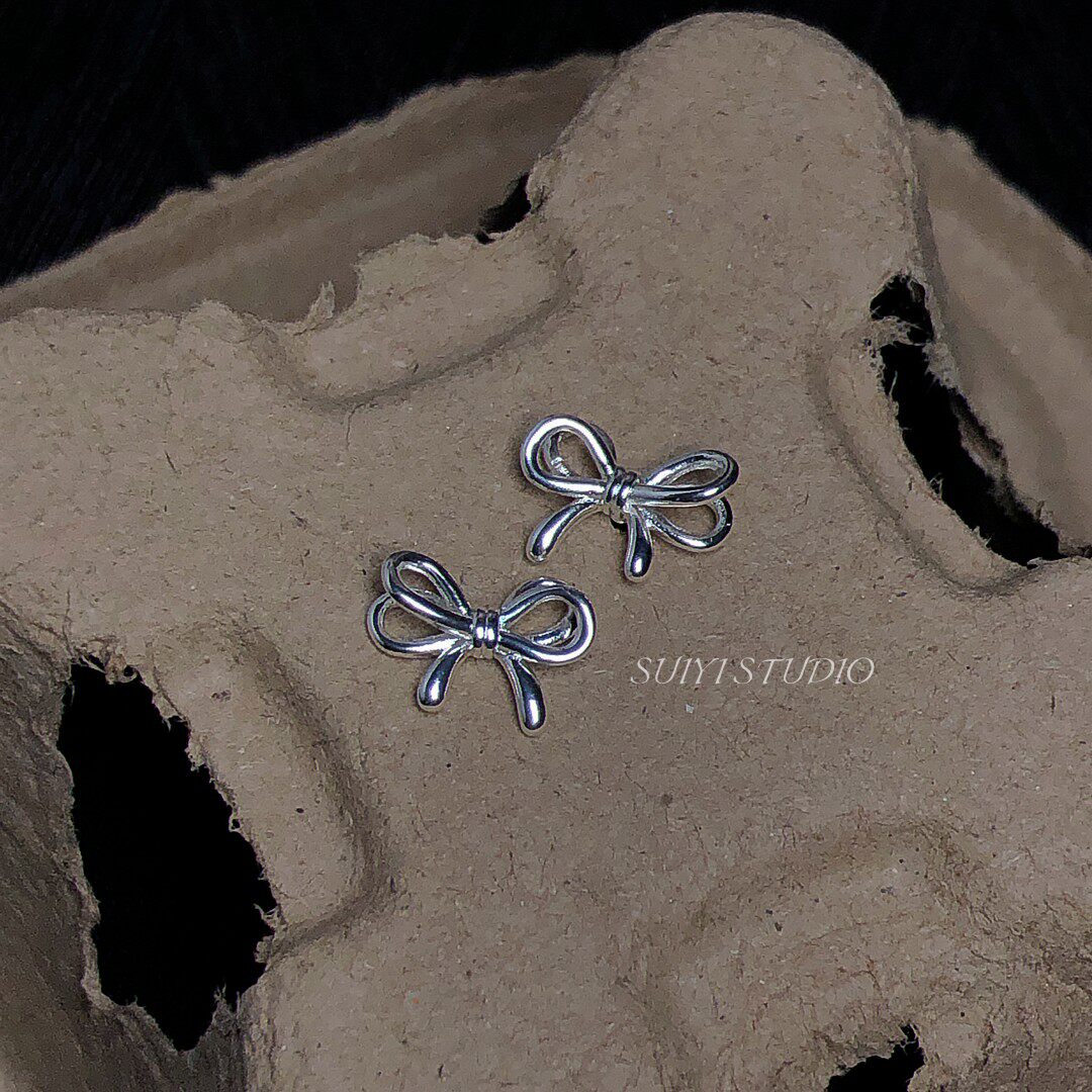 SUIYI 芭蕾风蝴蝶结耳钉女小众设计韩系百搭气质耳饰时尚通勤配饰