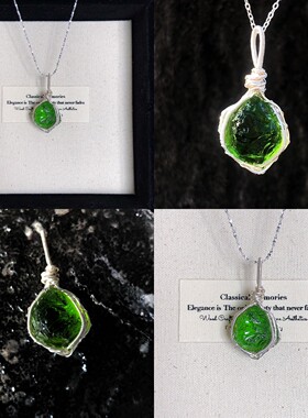 SUIYI 原创设计 水晶原石绕线吊坠男女款 手工制作琉璃蛋白石项链