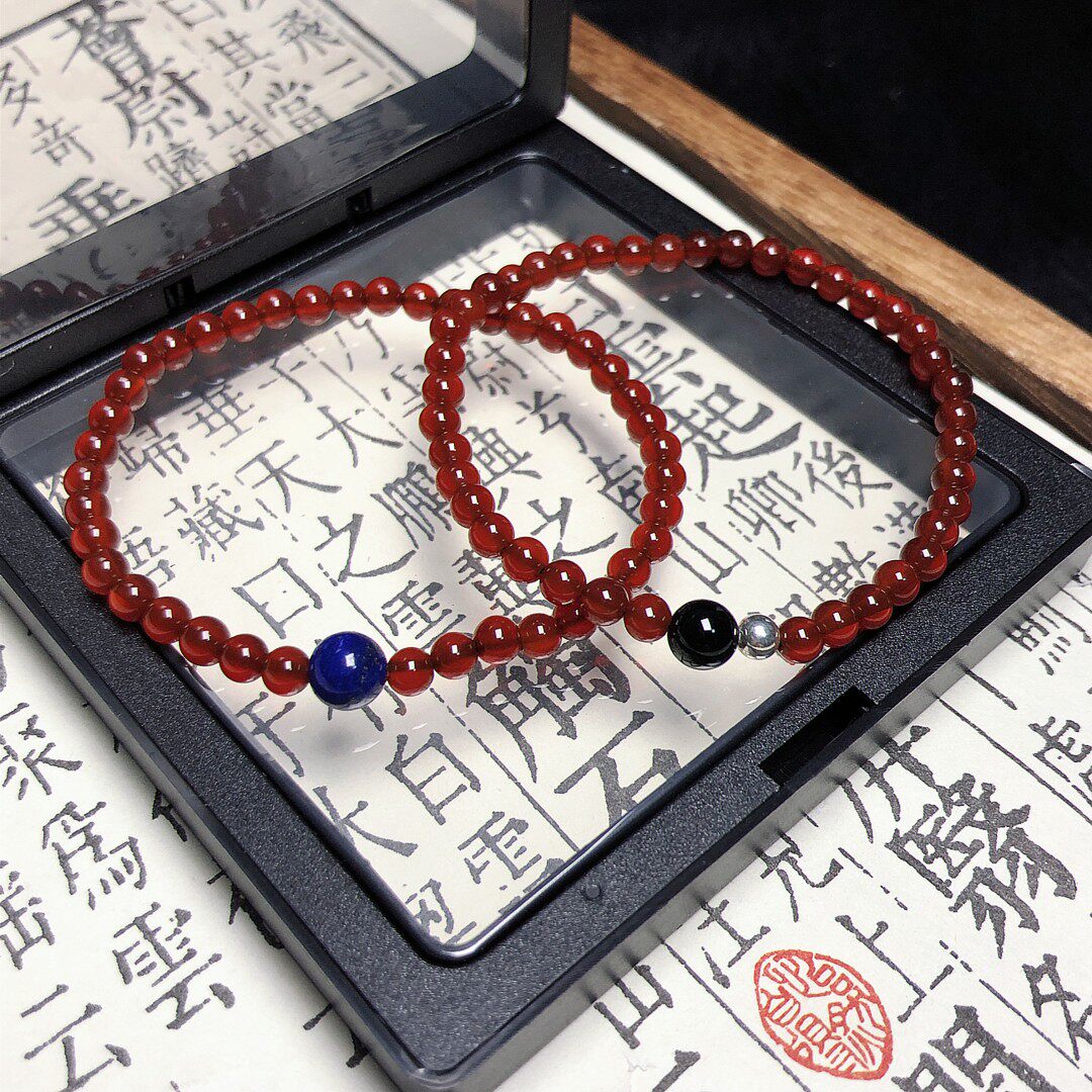 SUIYI 原创设计新中式红玛瑙单圈手串女青金石黑玛瑙个性显白饰品