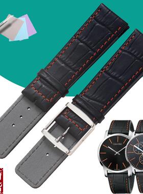 适配原厂征途CK真皮f表带K2G211C1 K2G271C1表链手表带黑色橙色线