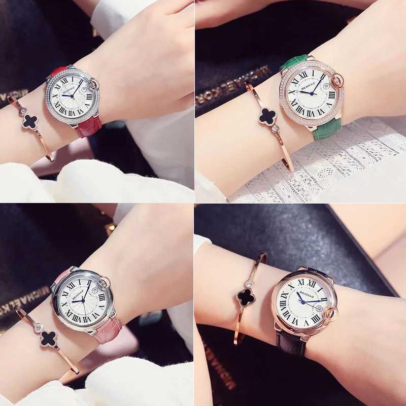 适用原厂真皮手表带女士原款式折叠扣男牛皮表链凸口代用卡地亚蓝