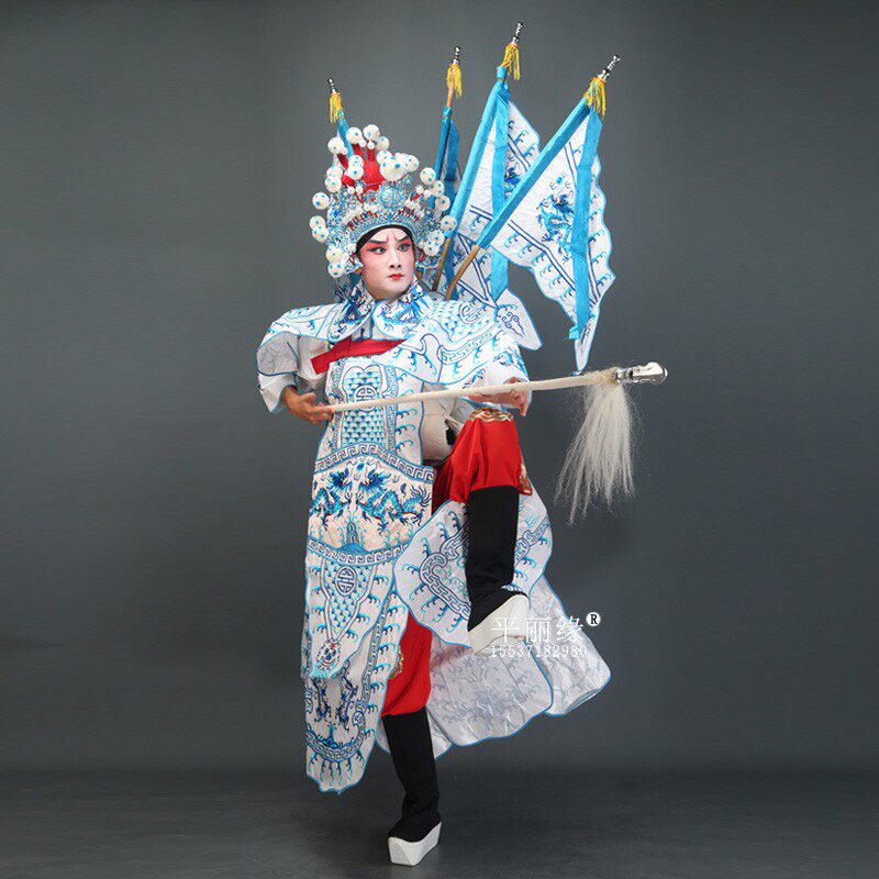 京剧男靠民族戏曲武生服装武将靠旗小生将K军脸谱戏装霸王男靠大