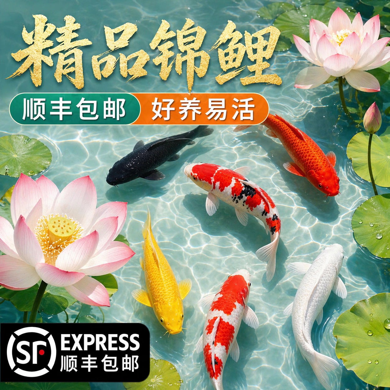 顺丰观赏鱼锦鲤鱼金鱼活鱼冷水鱼草金鱼淡水小型好养耐活红白三色图片