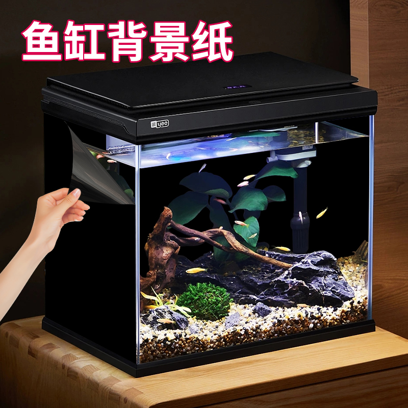 锦鲤鱼缸背景贴纸纯黑色高清壁纸