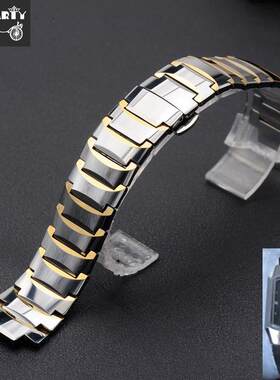 正品适配钨钢手表带乌钢表链21mm13.5mm凸钨钢带男