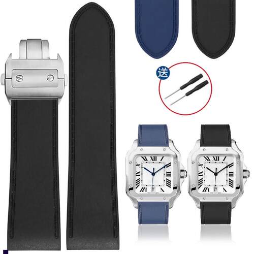 正品适配卡地亚硅胶手表带山度士Santos100桑托斯大号橡胶表带232