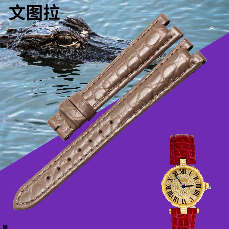 正品适配鳄鱼皮表带卡地亚小旋风美洲鳄鱼皮女士专用表带凹口