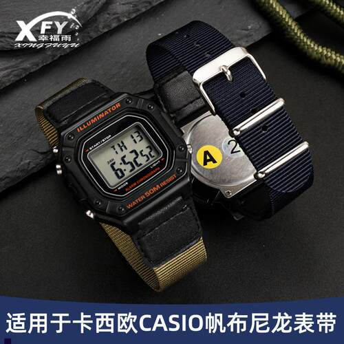 正品适配卡西欧CASIO帆布尼龙表带AE-1200/W-218H/AEQ-110防水表