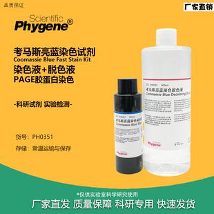 考马斯亮蓝试剂R250染色液脱色液100mL+500mLPAGDE胶蛋白染色