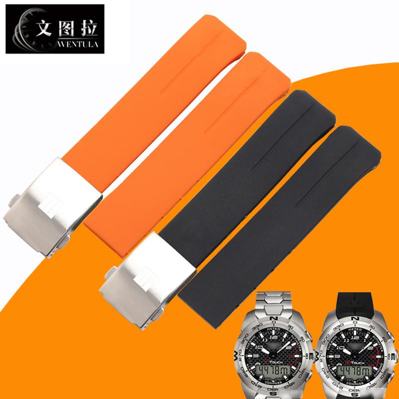 文图拉表带代用 T013天梭腾智z353T-Touch T047 T33 硅胶橡胶表带