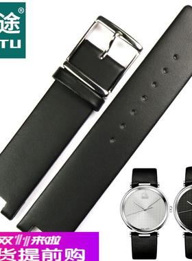 CK真皮表带K1S21120/K1S21102/KIS21100凹口黑色皮表带20mm