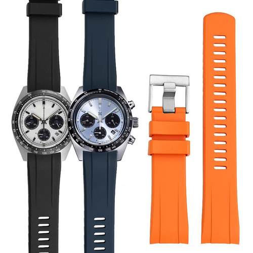 适配精工PROSPEX系列熊猫迪三眼SSC813P1 909P1防尘氟橡胶表带男