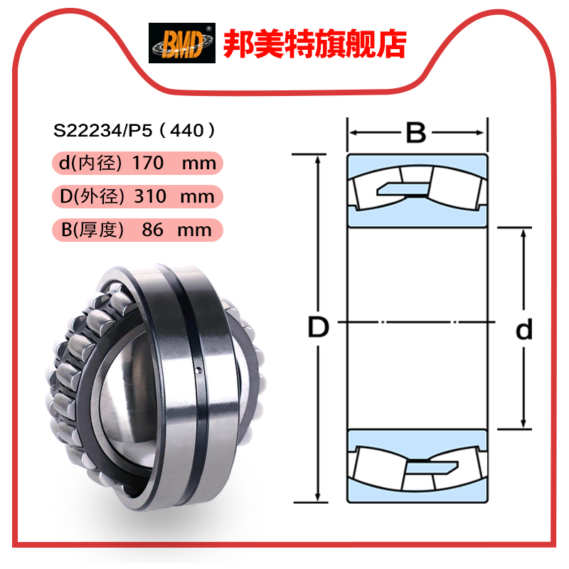 BMD进口不锈钢调心滚子轴承S22232 22234 22236 22238 22240/P5