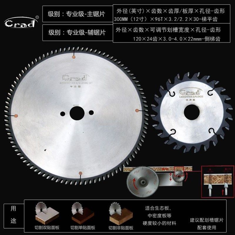 Crad进口级木工精密推台锯裁板锯专用抗钉型生态板切割锯片12寸96,个性定制/设计服务/DIY,明信片定制,淘宝优惠券,粉丝福利购,淘宝优惠卷