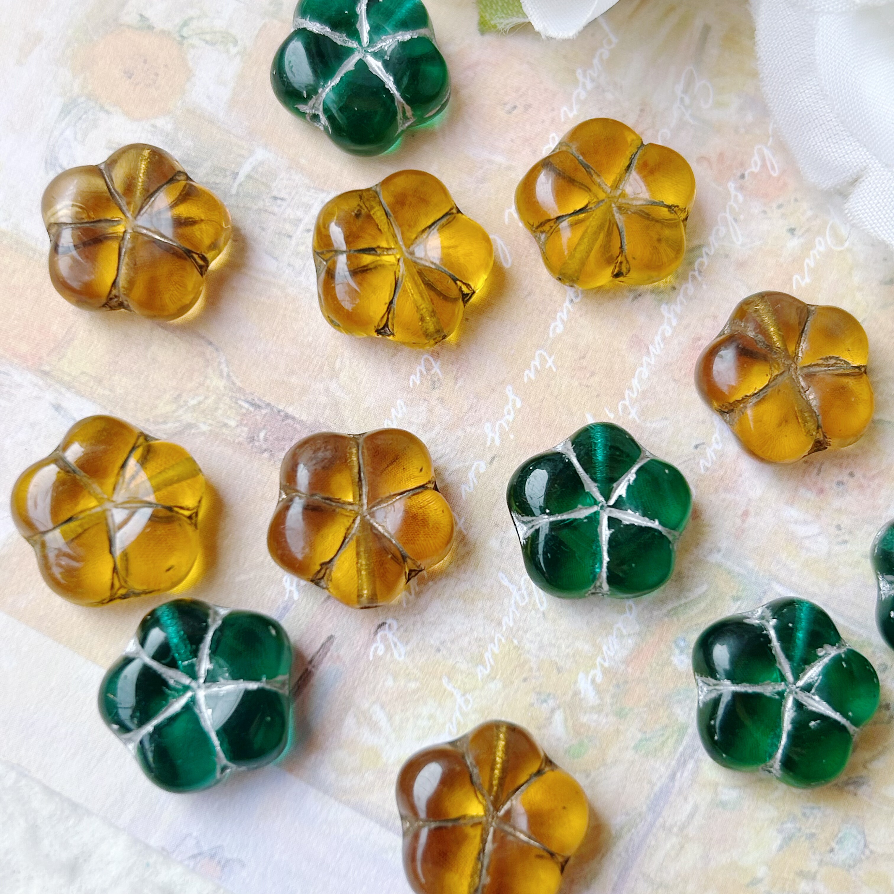 进口捷克珠14mm 五瓣胖花珠DIY手工串珠手链项链耳环材料散珠