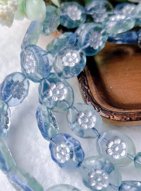 进口捷克珠14x11mm透色描金椭圆珠手作diy串珠饰品配件材料散珠