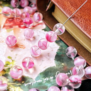 （2颗）进口捷克珠8mm粉色杜鲁克圆珠手工diy串珠手链项链耳环