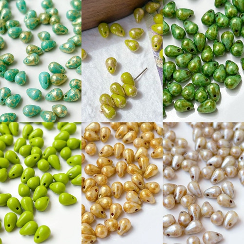 10颗装 进口捷克珠4x6mm多色小水滴珠diy珠子手作材料项链手链