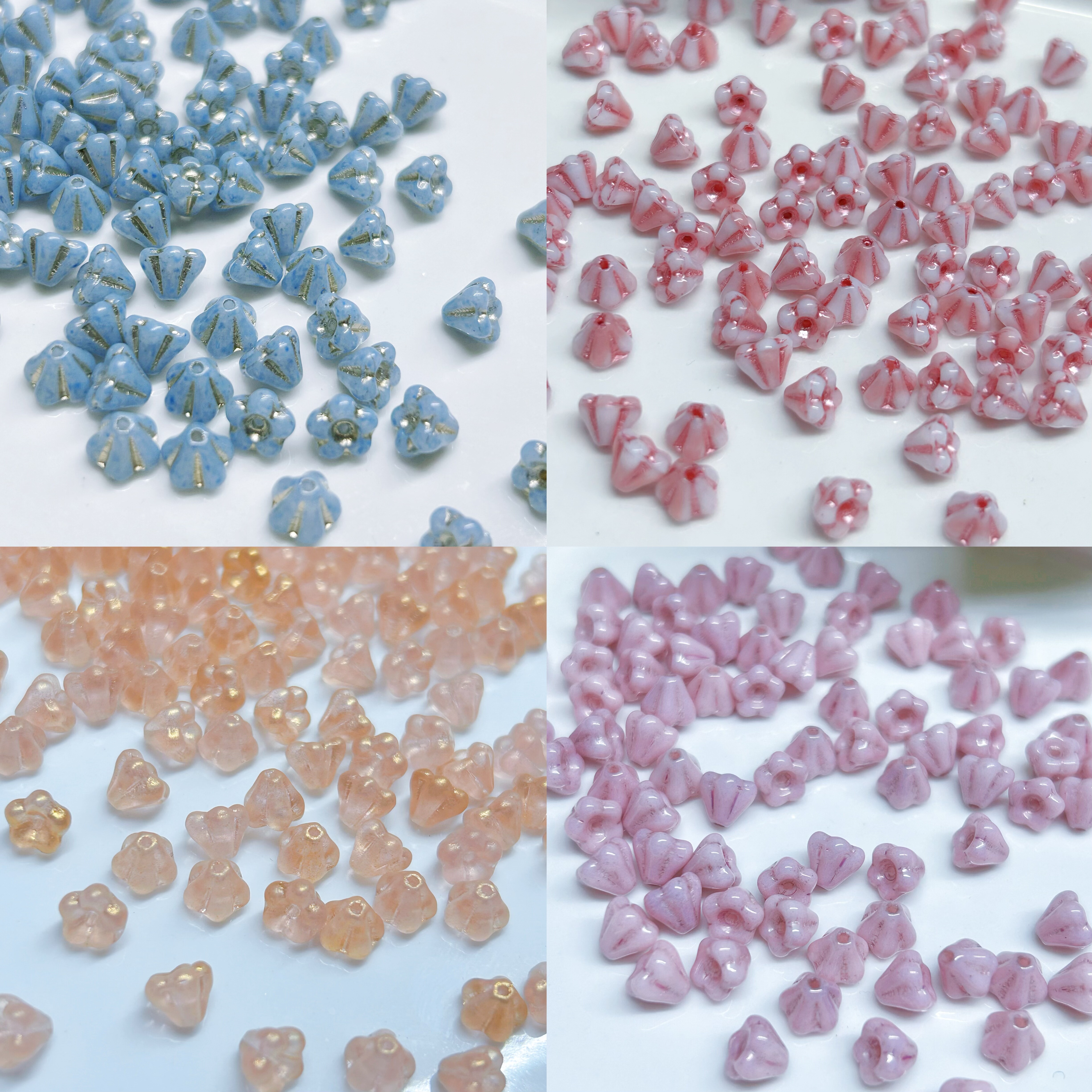 2颗装 进口捷克珠4*6mm小莲雾花托隔珠DIY珠子手作材料项链