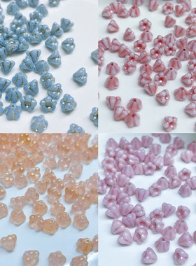 2颗装 进口捷克珠4*6mm小莲雾花托隔珠DIY珠子手作材料项链