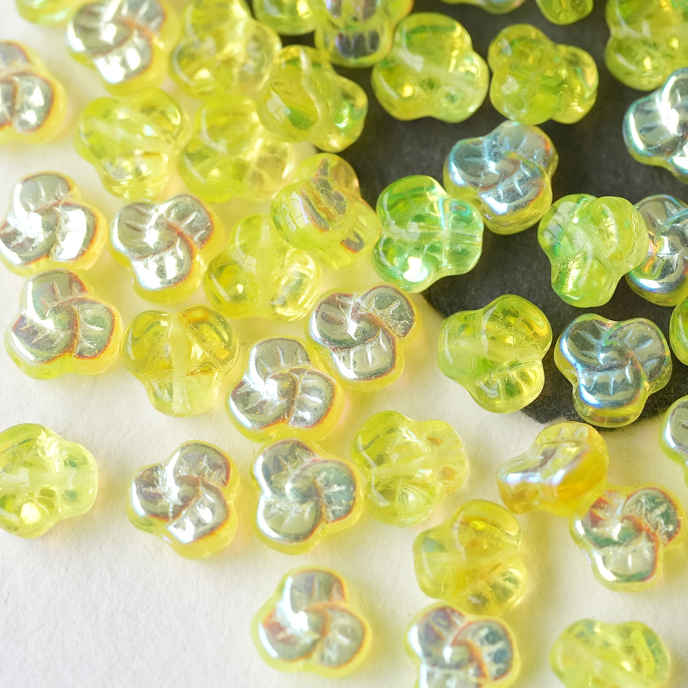 进口捷克珠9mm三色堇花珠手工串珠diy材料配件散珠