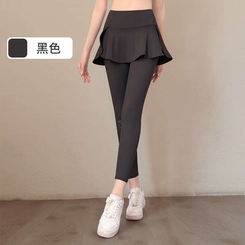 悦步悦步假两件运动长裤女高腰防走光跑步健身裤羽毛球服加绒瑜伽
