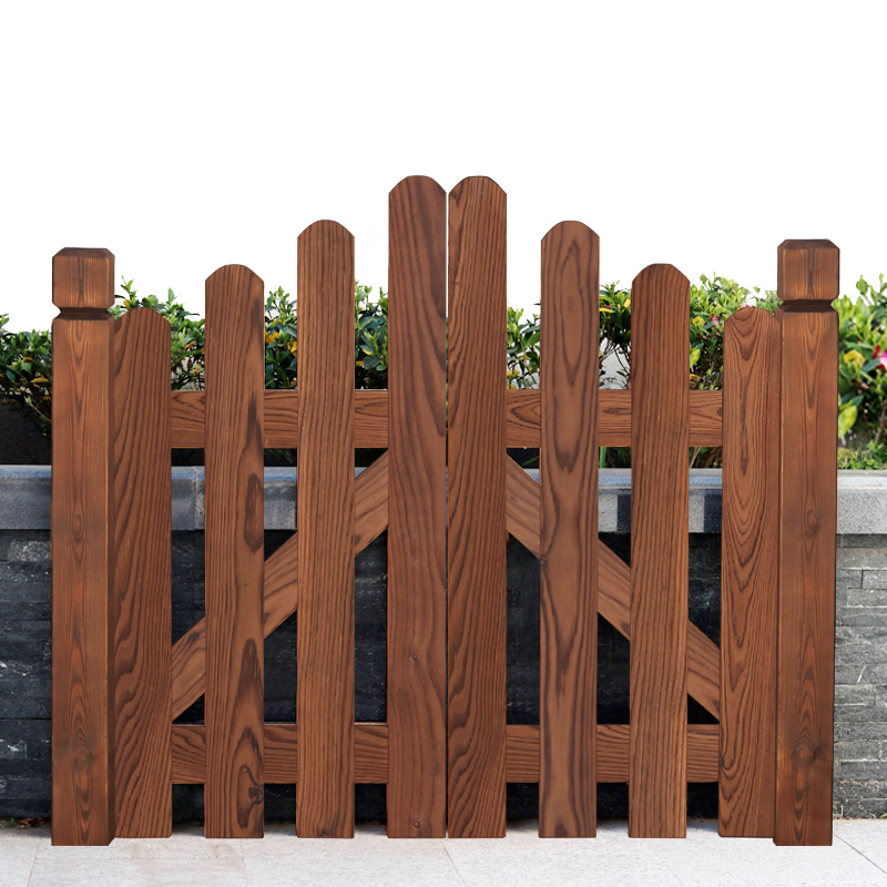花园木门碳化防腐木栅栏围栏门户外庭院围墙院子篱笆护栏双开木门