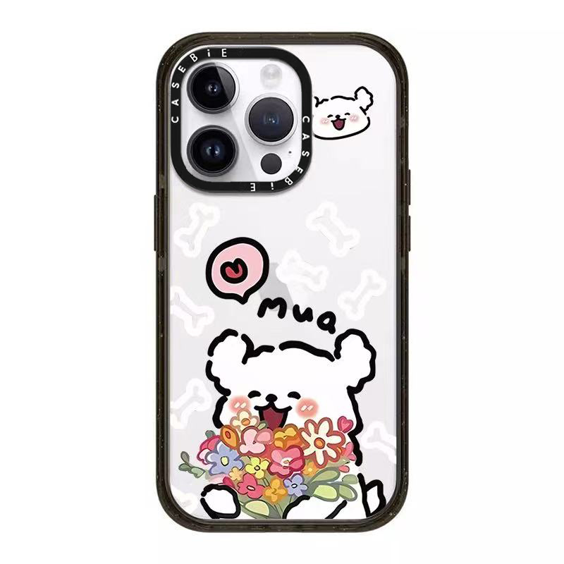 CASE联名恋爱线条小狗苹果16Pro适用iPhone15ProMax手机壳14Plus卡通可爱13防摔保护套12镜面磁吸女CASEBIE