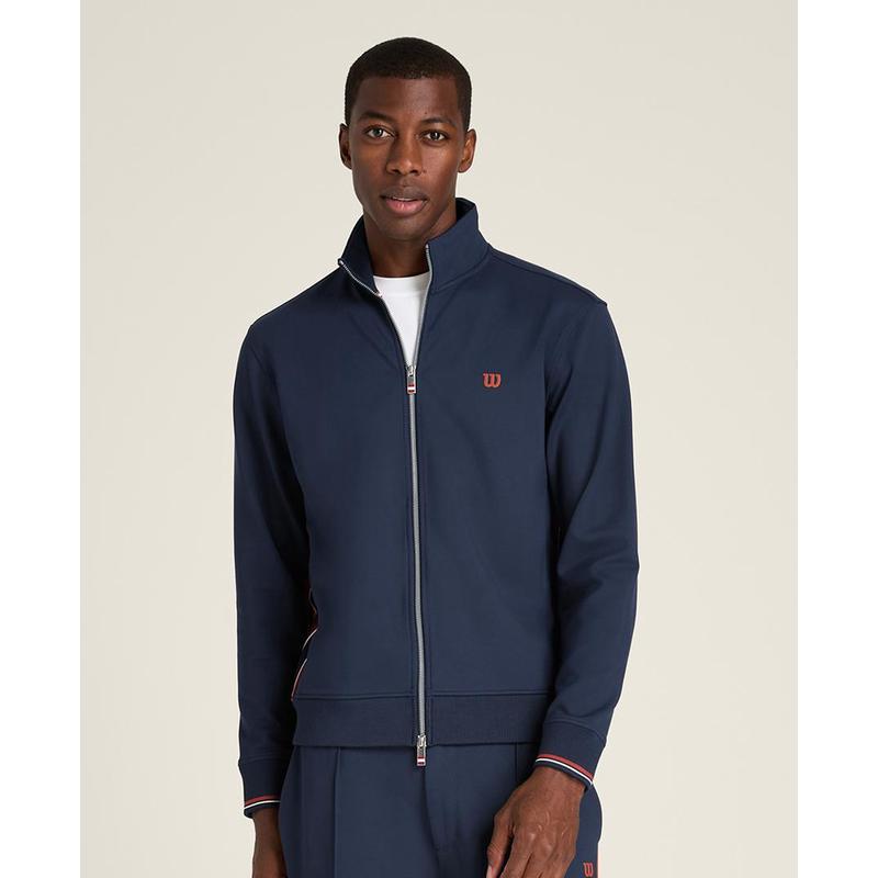 Wilson威尔胜男士运动夹克快干抗异味弹性织物保暖设计深蓝色
