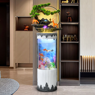 居如家客厅鱼缸流水摆件假山落地大堂酒店会所茶室景观家居装 饰品