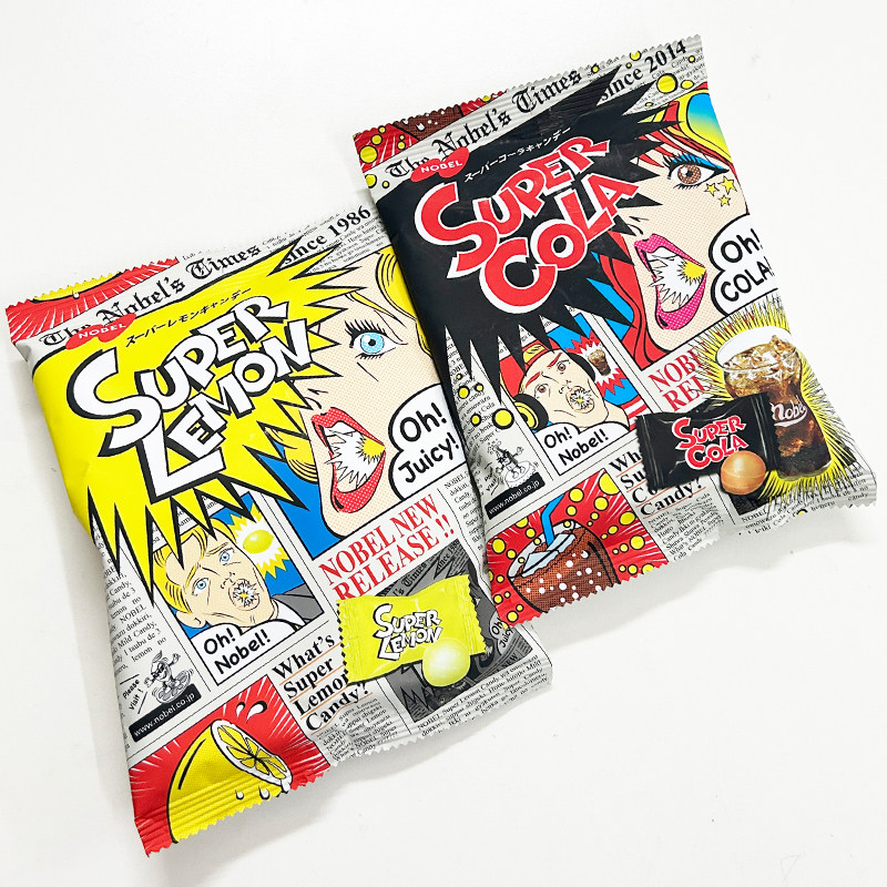 日本进口网红糖果诺贝尔NOBEL超酸糖柠檬味可乐味硬糖休闲零食