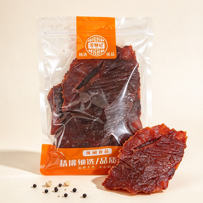 红喜爱脯记原味黑椒味原切猪肉脯手撕大片肉脯香辣味猪肉干500g袋