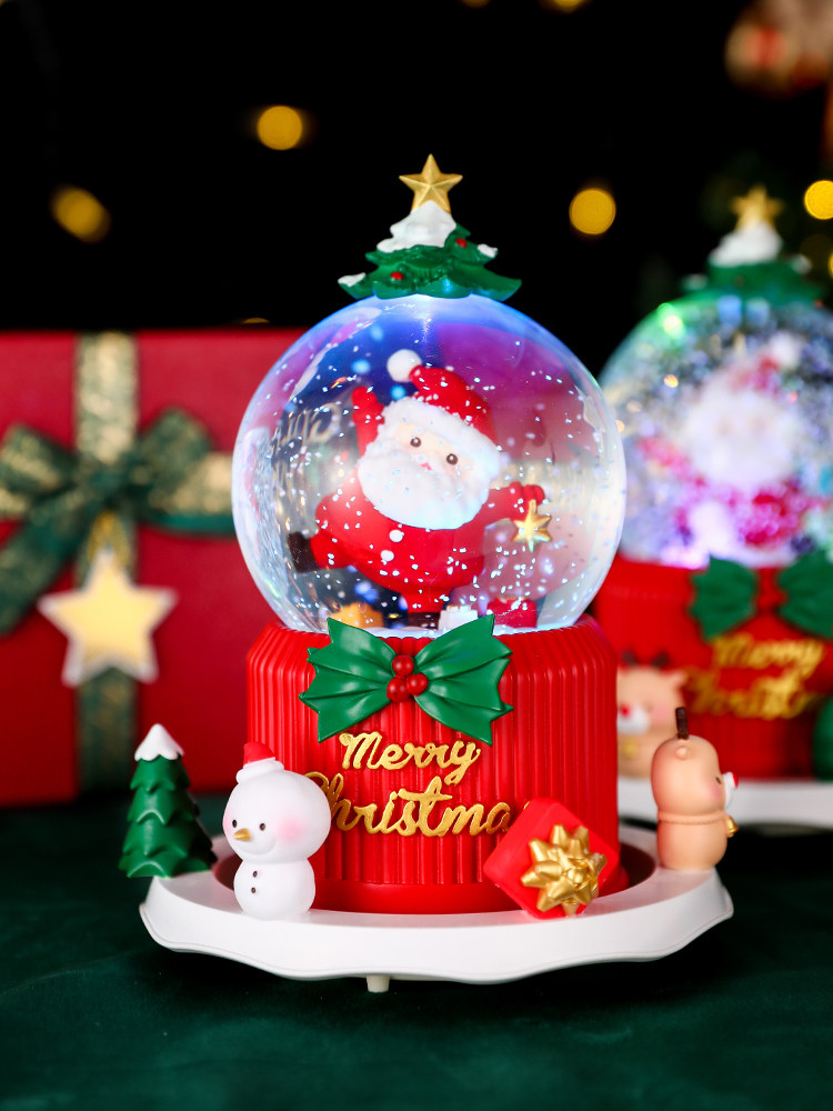 크리스탈 공 뮤직 박스 장식 산타 클로스 회전 눈송이 뮤직 박스 애인 어린이 생일 크리스마스 선물