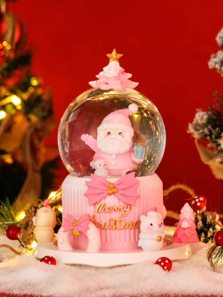 크리스탈 공 뮤직 박스 장식 산타 클로스 회전 눈송이 뮤직 박스 애인 어린이 생일 크리스마스 선물