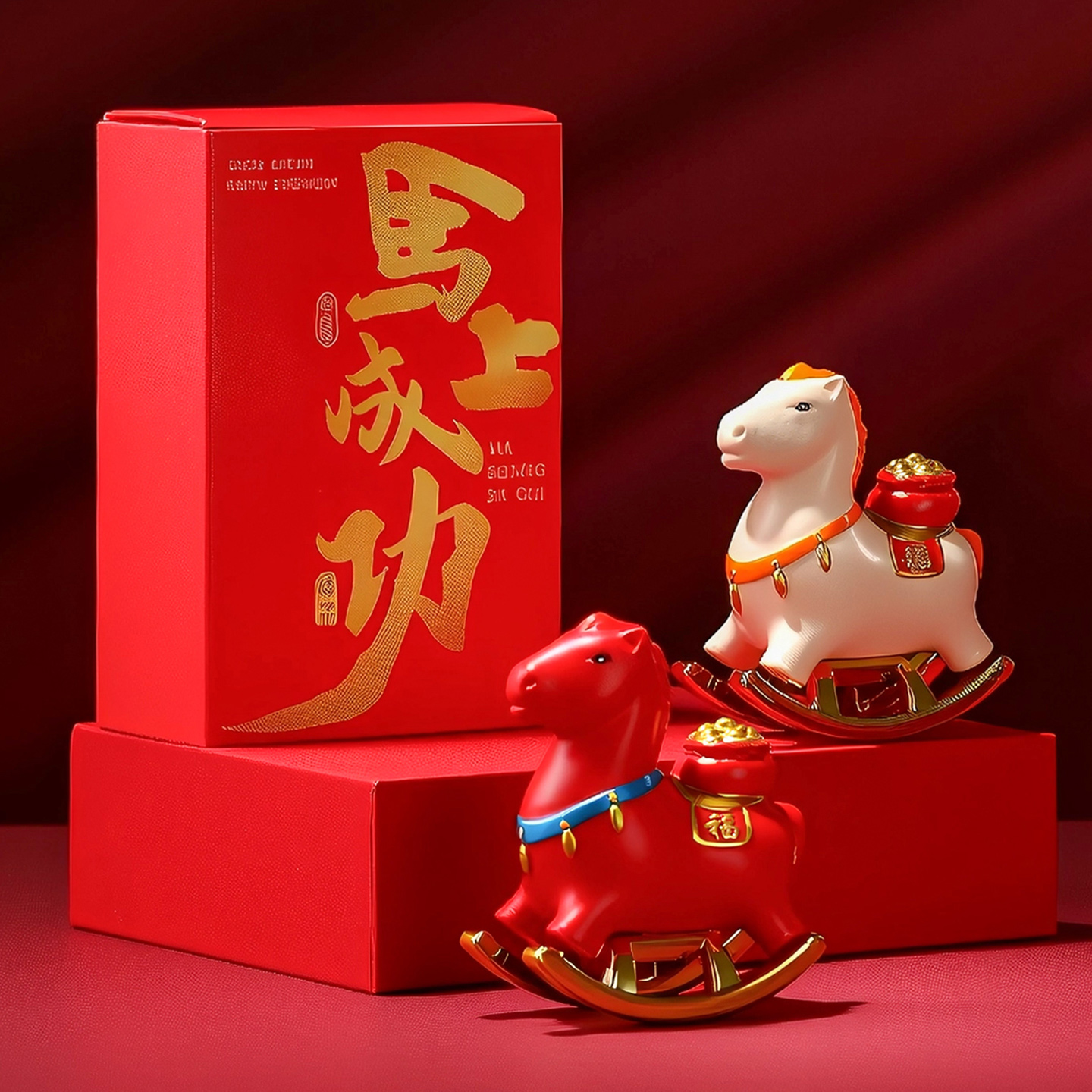 国潮生肖马公司年会伴手礼摆件