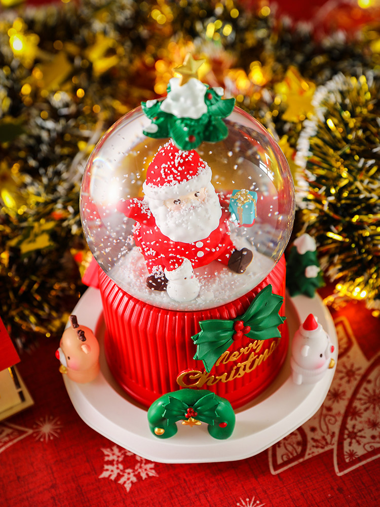 크리스탈 공 뮤직 박스 장식 산타 클로스 회전 눈송이 뮤직 박스 애인 어린이 생일 크리스마스 선물