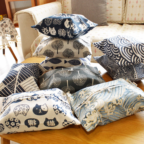 纸巾袋挂式双层汽车客厅棉麻布艺