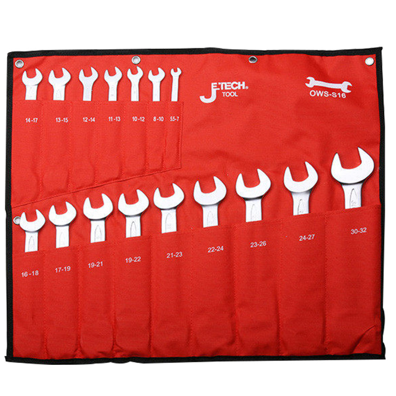 捷科双开口呆扳手套装公制16件套维修开口扳手机修汽修组 OWS-S16