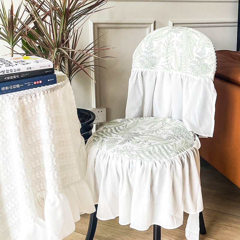 新品法式复古椅子坐垫美式乡村氛围感圆形座椅垫麻纱印花透气定制