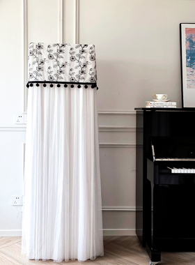 元媛纱绣黑色绣花轻法式方柜机空调套防尘罩适用于格力奥克斯美的