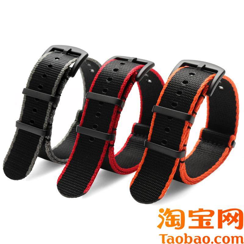 原装适用NATO劳力士黑水鬼精工绿水鬼罐头帝陀手表带尼龙帆布表带