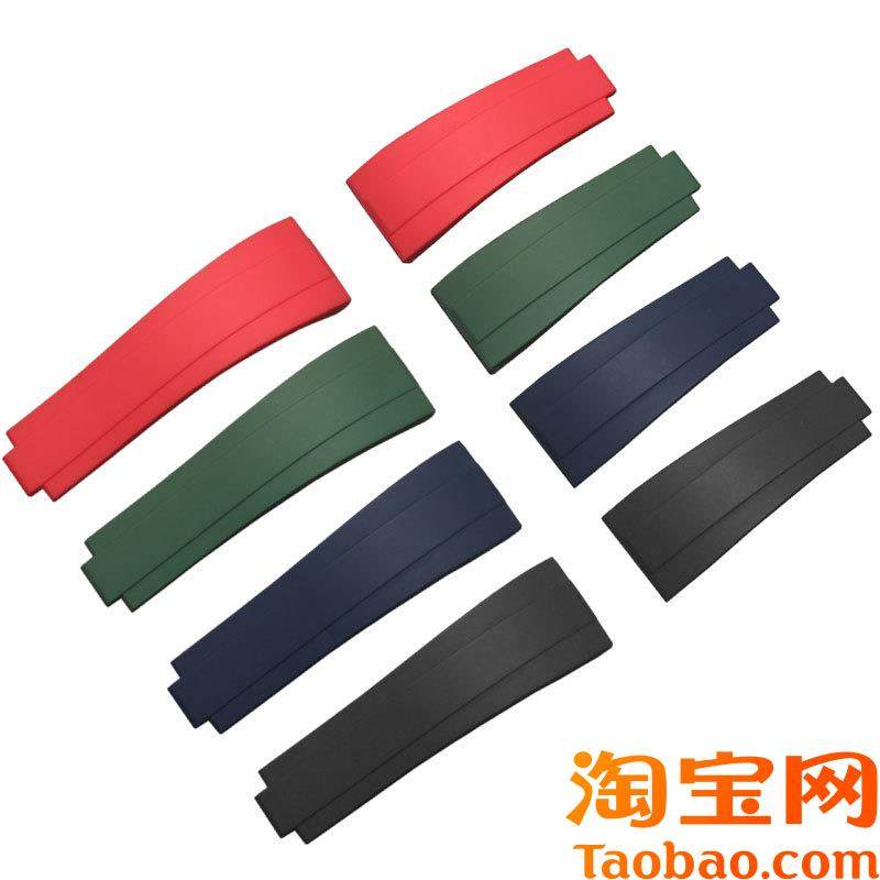 原装适用硅胶橡胶表带劳力士金游艇手表带潜航者型迪通拿黑绿水鬼
