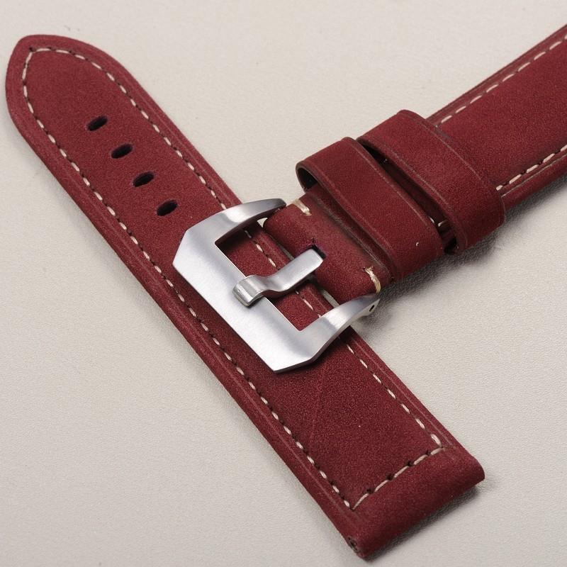 原装适用通用疯马皮军表表带胖大海绒面加厚222426男粗矿型