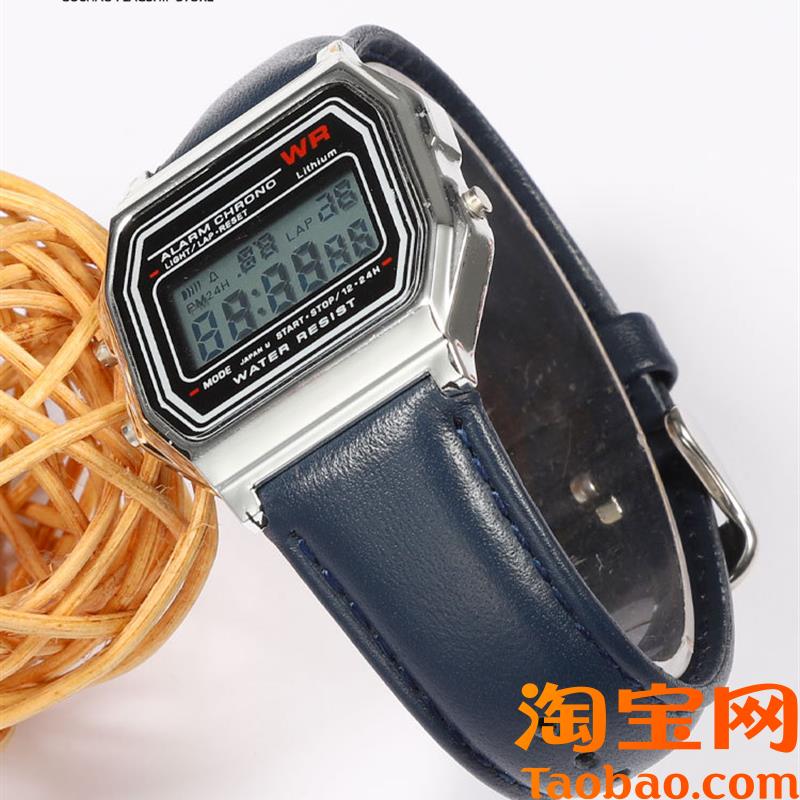 原装适用卡西欧小方块真皮表带AE-1200/1300/F-91/W-218H学生手表